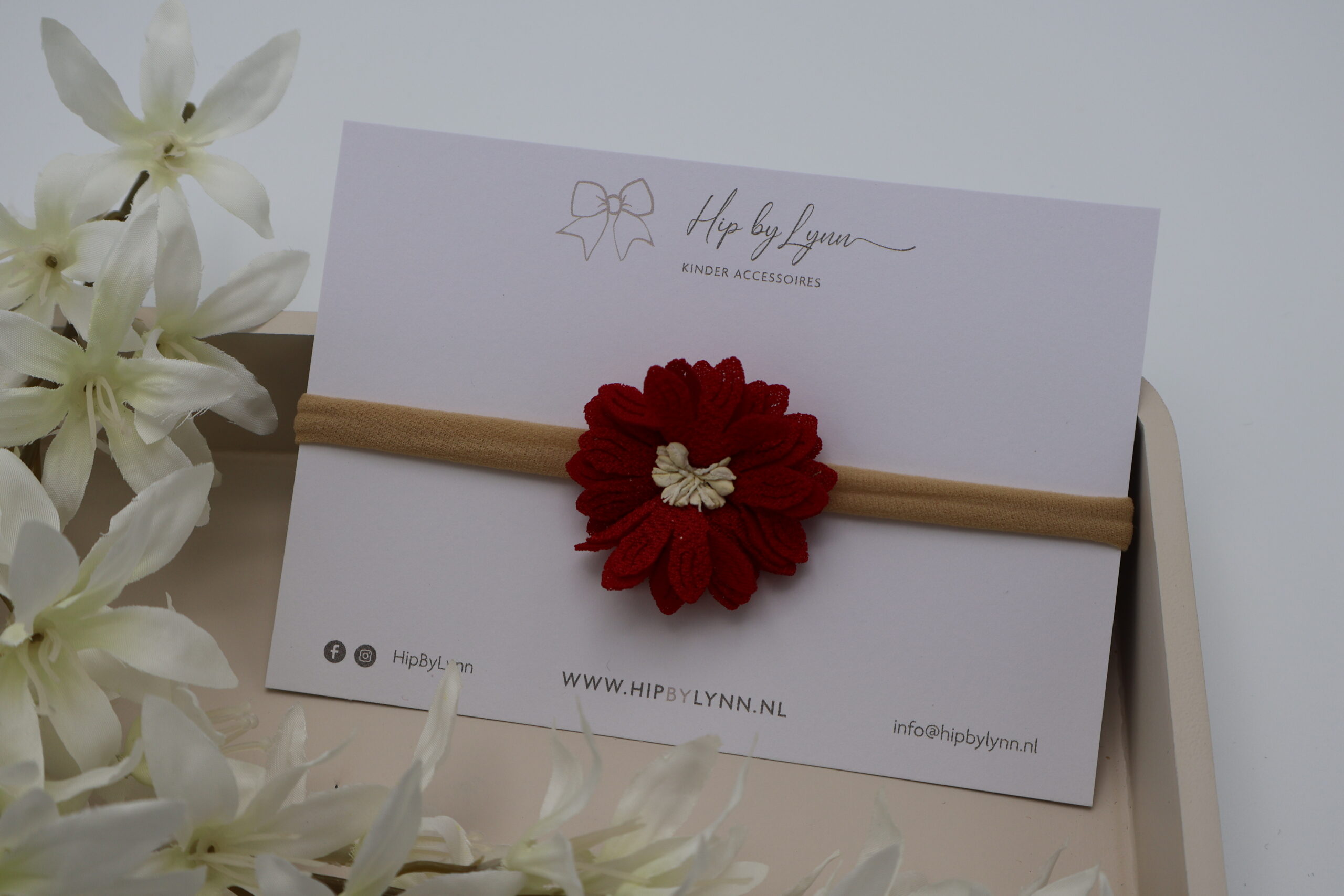haarband rode bloem baby