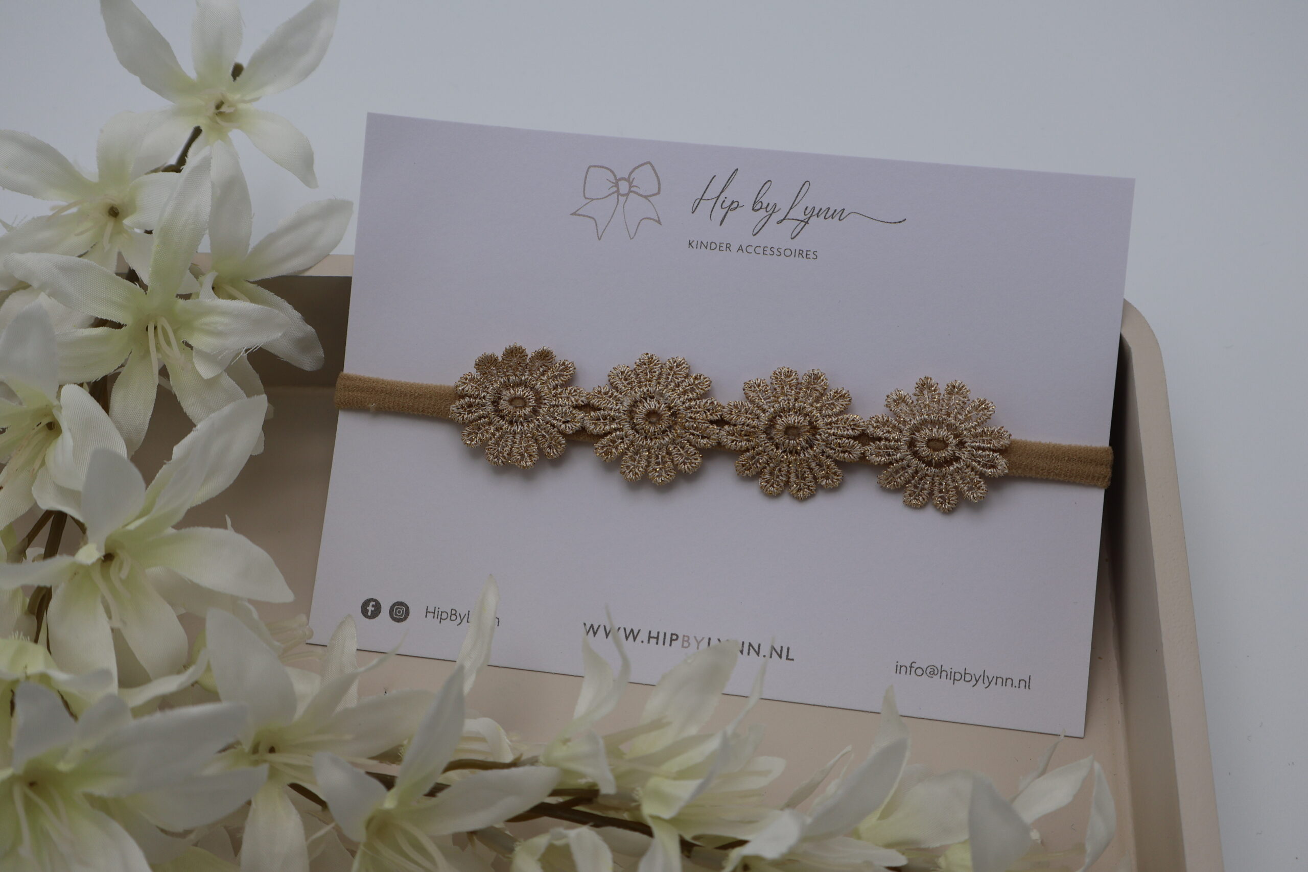 haarband luna baby gouden bloemen zachte haarband newborn meisje