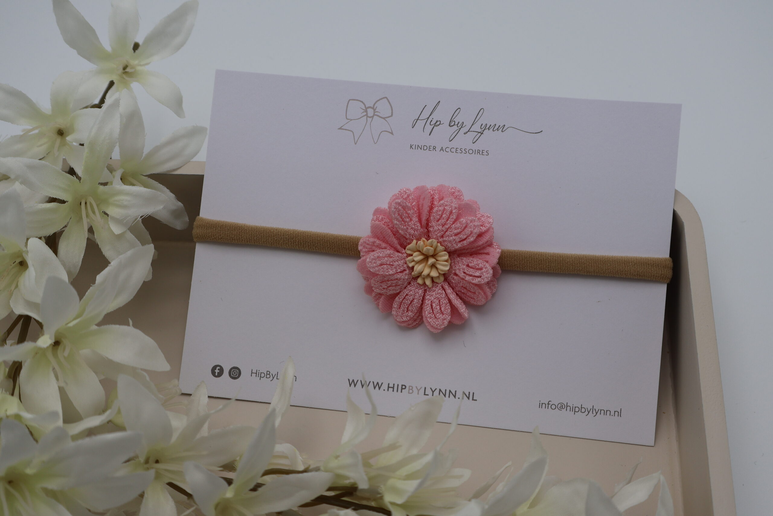 haarband roze bloem baby meisje zacht comfortabel haaraccessoire bloemen roze