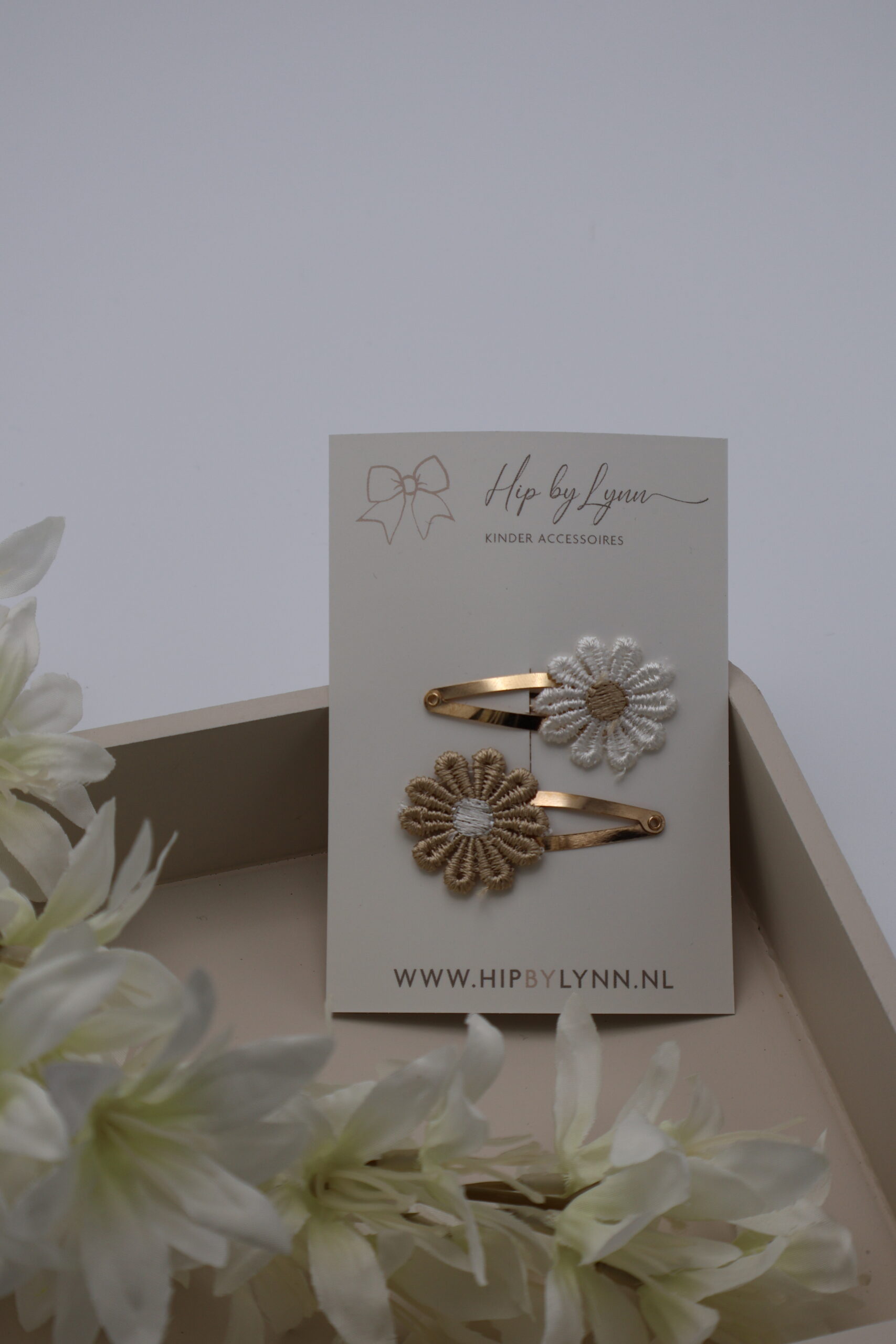 haarspeldjes set wit goud madelief baby