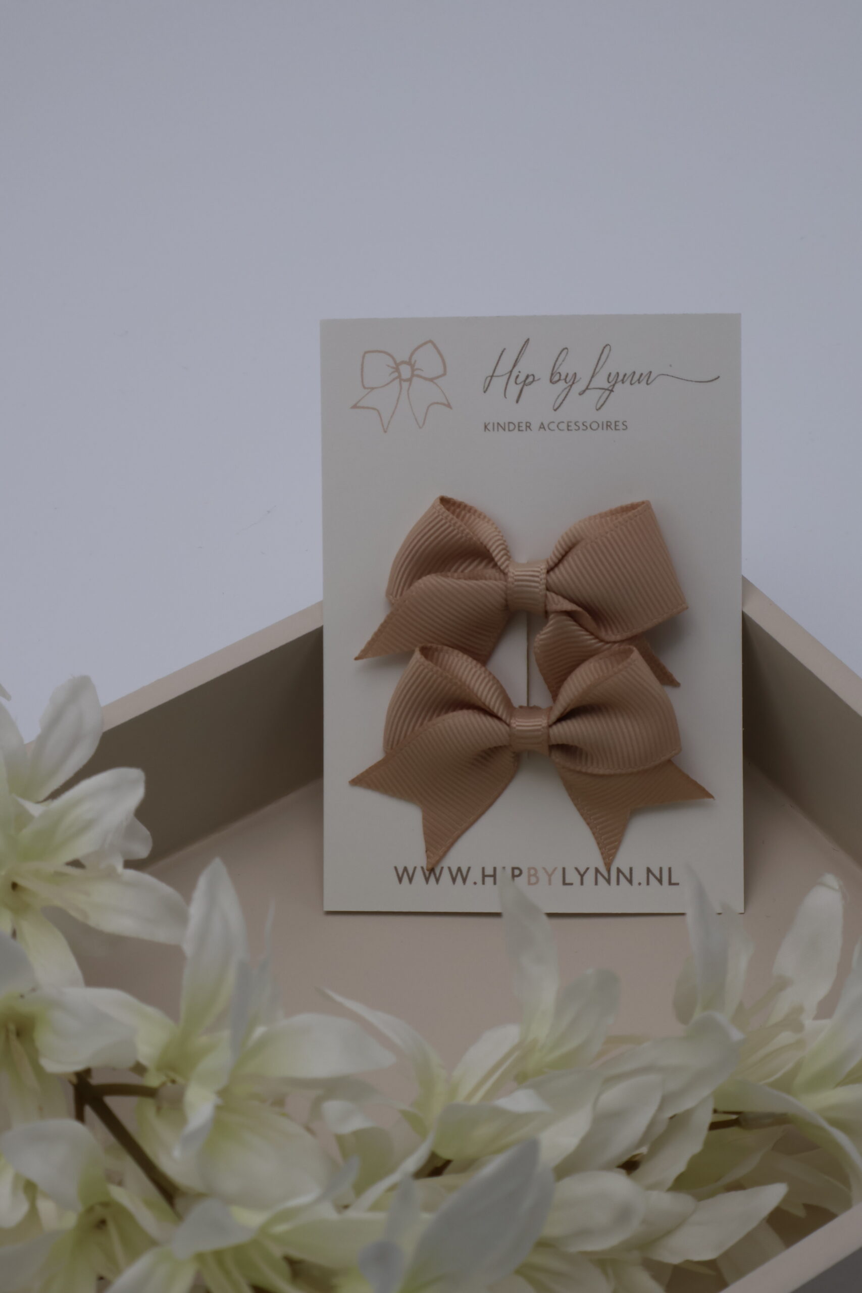 alligator clip beige strik baby haarclip meisje zacht stevig haaraccessoire beige