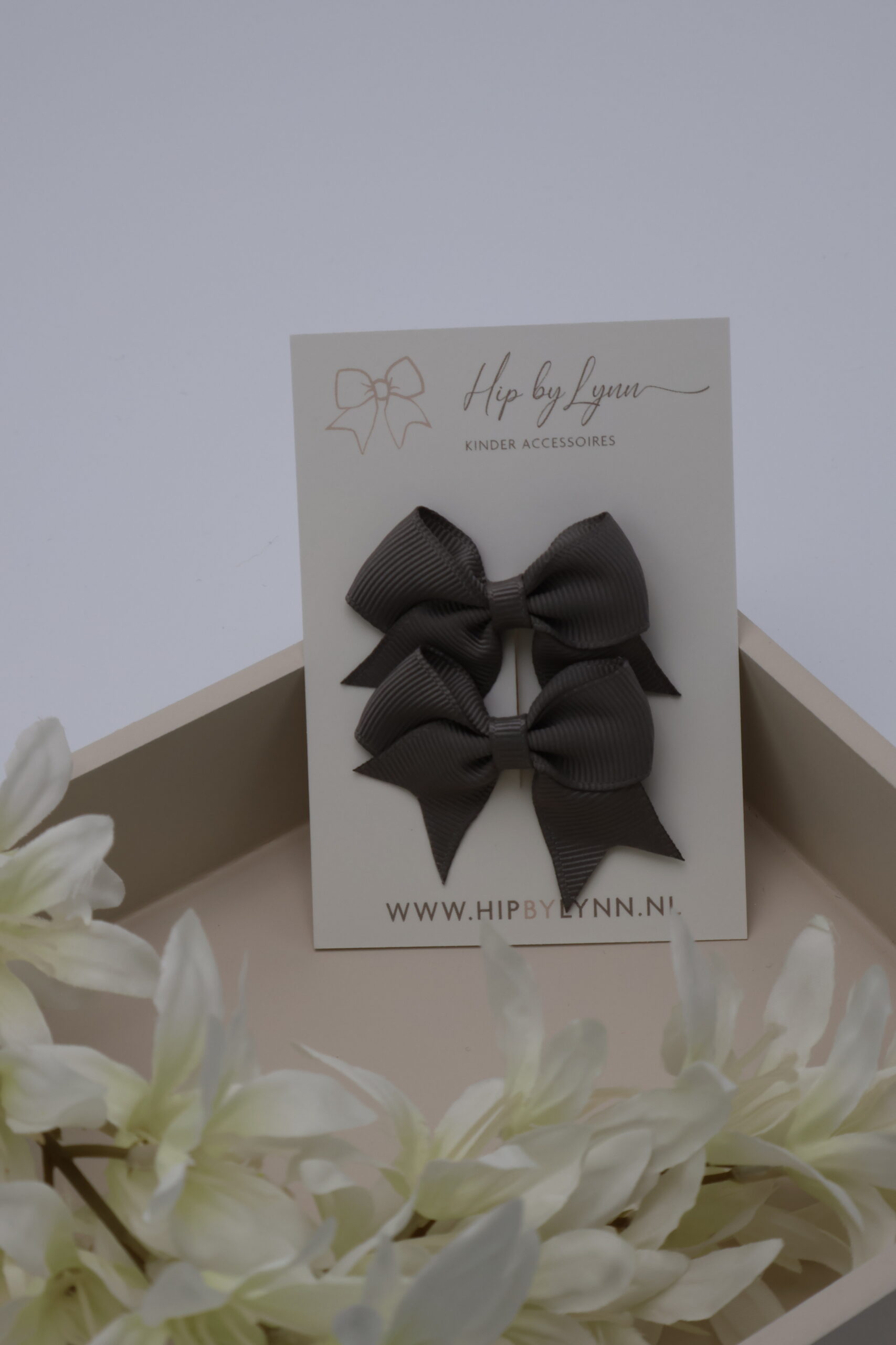 alligator clip grijs strik baby haarclip meisje zacht stevig haaraccessoire grijs